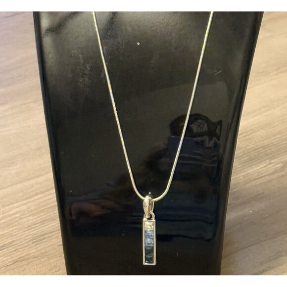 Lia Sophia Pendant Necklace Sparkling Shades Of Blue Silver Tone Snake Chain - Picture 2 of 10